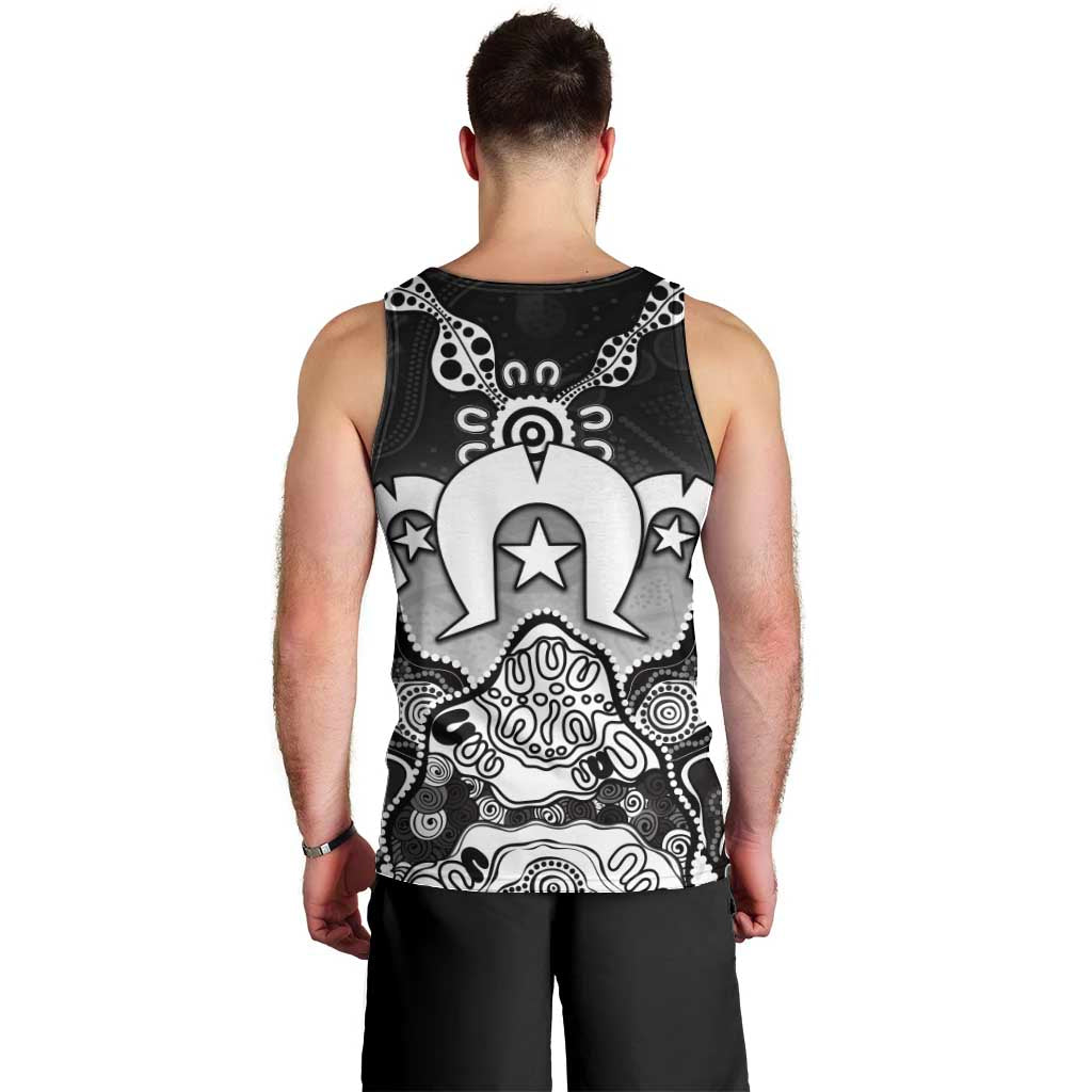 Torres Strait Islander Flag Men Tank Top Dhari Indigenous Dotwork Pattern Art