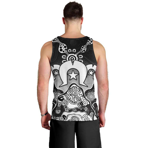 Torres Strait Islander Flag Men Tank Top Dhari Indigenous Dotwork Pattern Art