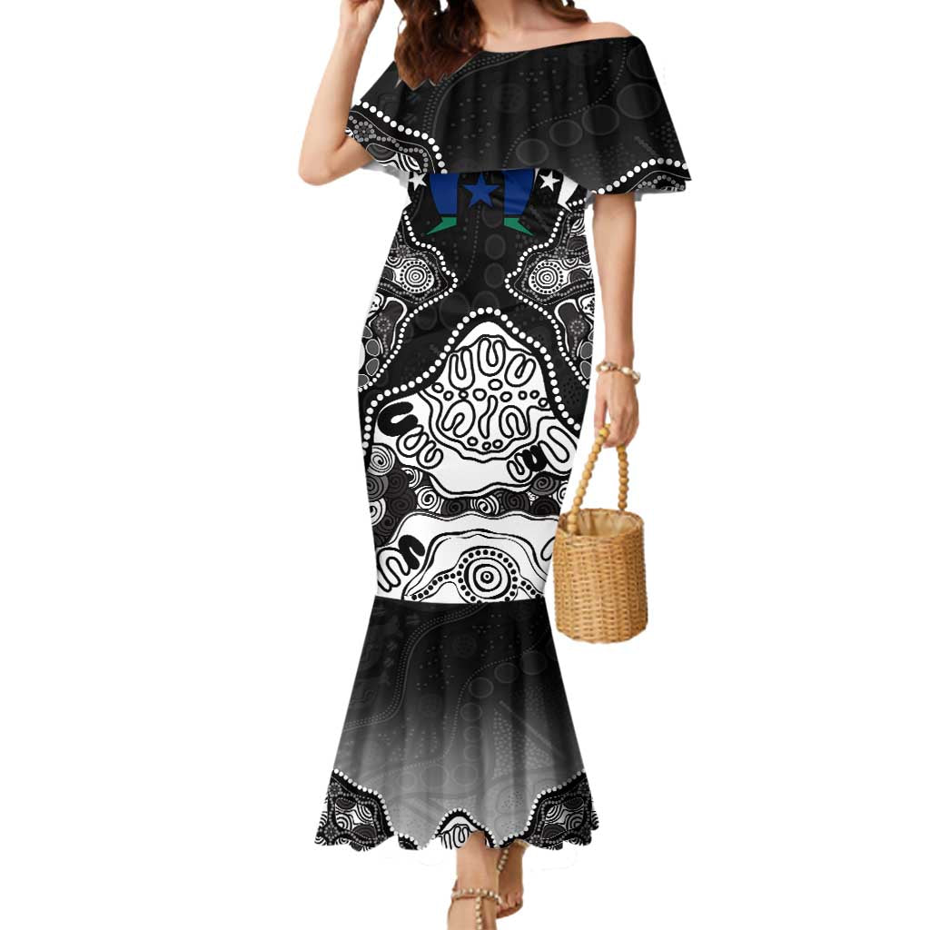 Torres Strait Islander Flag Mermaid Dress Dhari Indigenous Dotwork Pattern Art