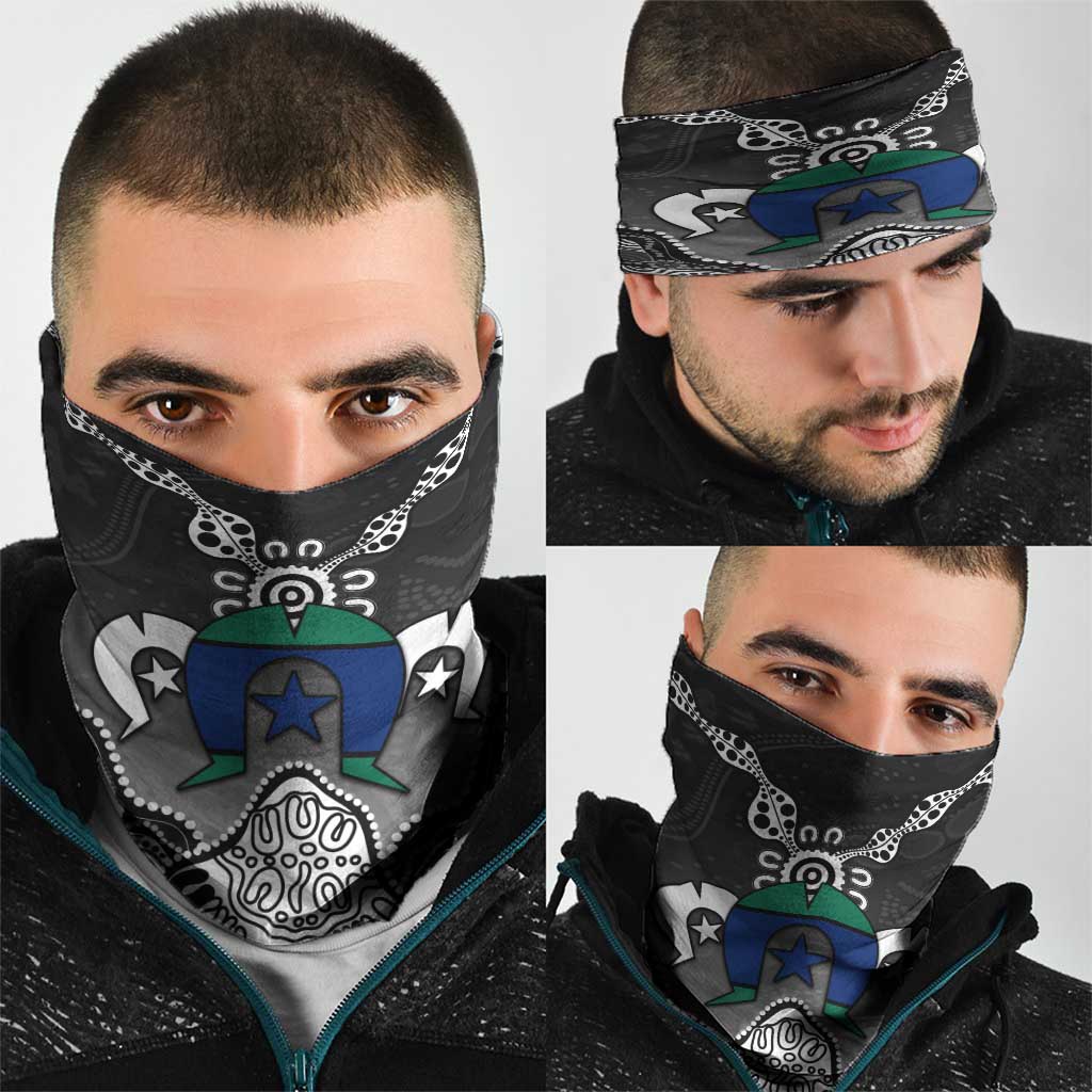 Torres Strait Islander Flag Neck Gaiter Dhari Indigenous Dotwork Pattern Art