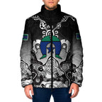 Torres Strait Islander Flag Padded Jacket Dhari Indigenous Dotwork Pattern Art