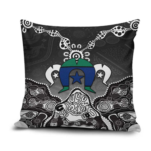 Torres Strait Islander Flag Pillow Cover Dhari Indigenous Dotwork Pattern Art