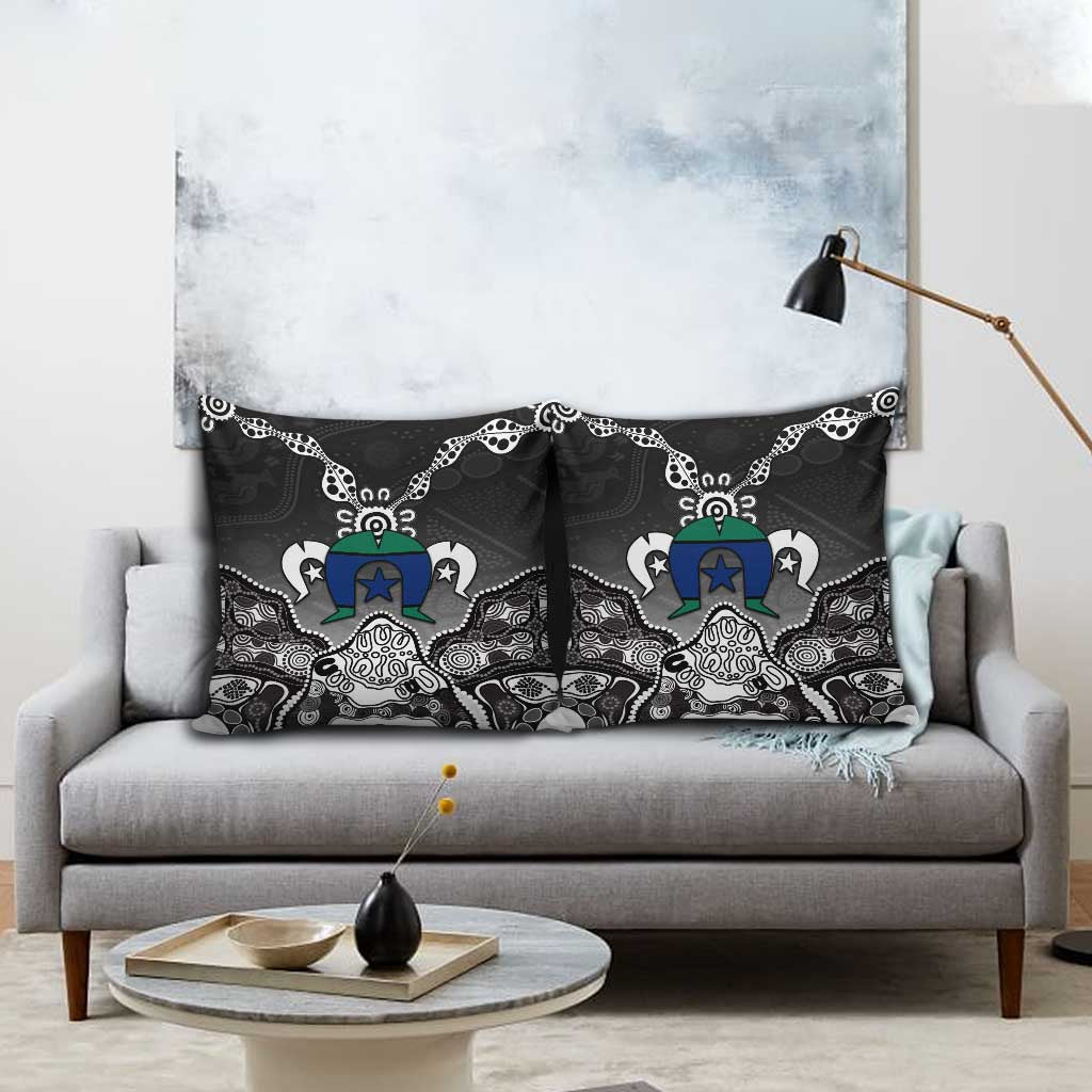 Torres Strait Islander Flag Pillow Cover Dhari Indigenous Dotwork Pattern Art