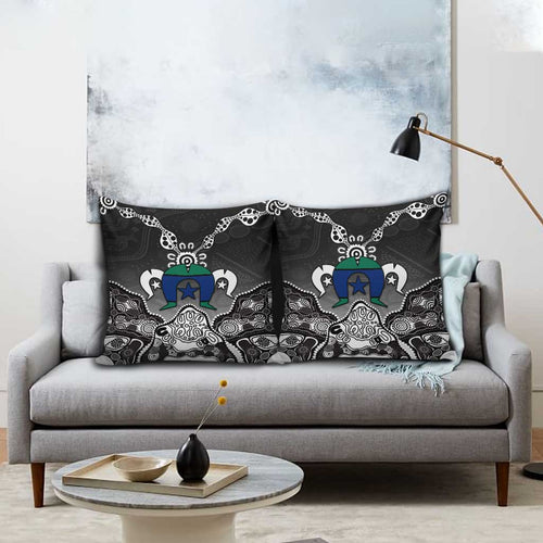 Torres Strait Islander Flag Pillow Cover Dhari Indigenous Dotwork Pattern Art