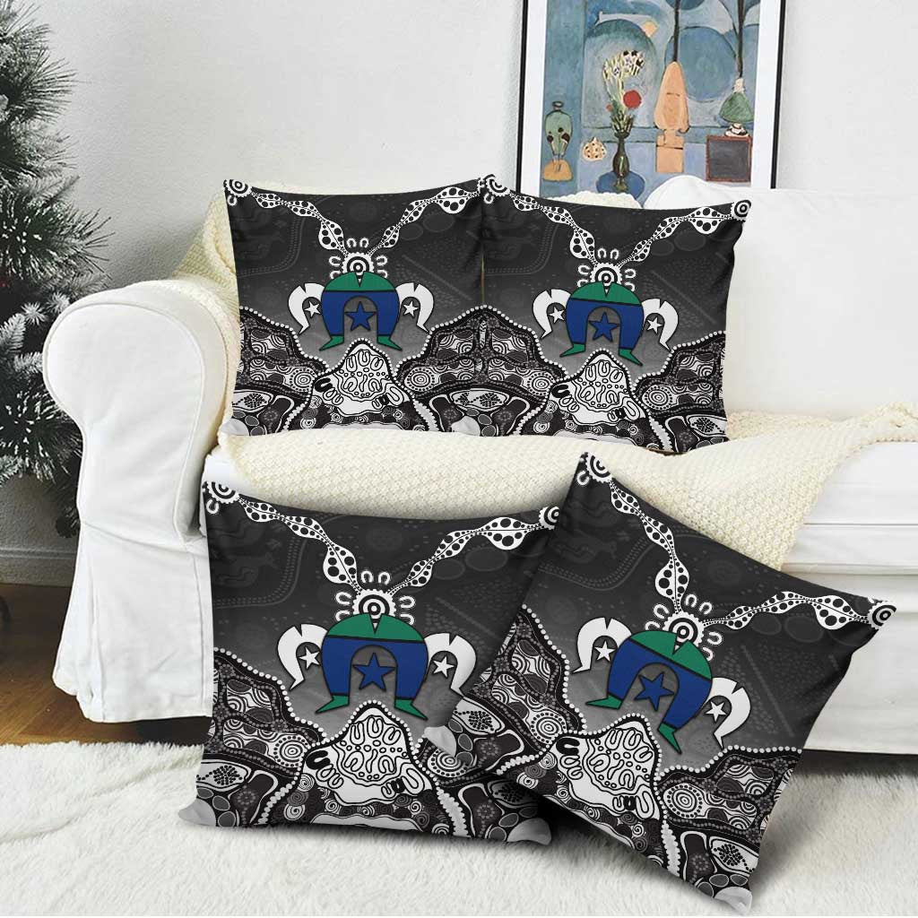 Torres Strait Islander Flag Pillow Cover Dhari Indigenous Dotwork Pattern Art