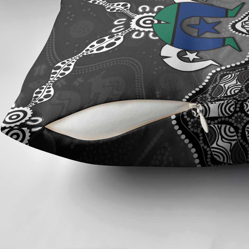 Torres Strait Islander Flag Pillow Cover Dhari Indigenous Dotwork Pattern Art