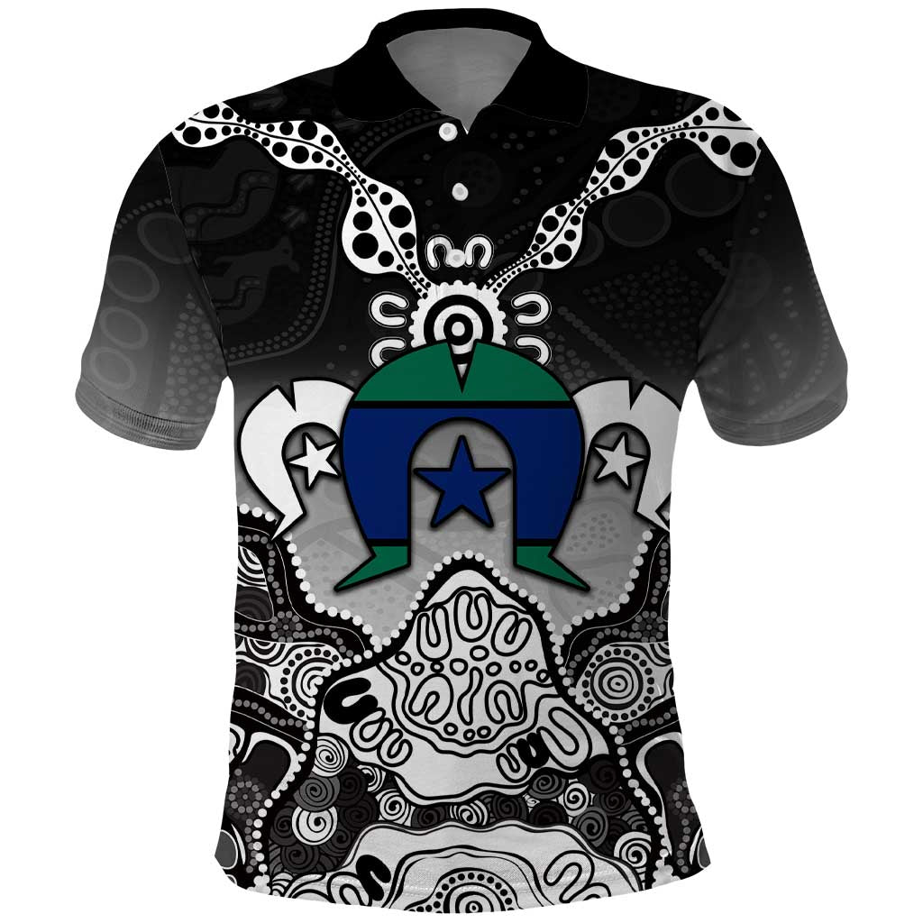 Torres Strait Islander Flag Polo Shirt Dhari Indigenous Dotwork Pattern Art