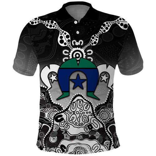 Torres Strait Islander Flag Polo Shirt Dhari Indigenous Dotwork Pattern Art
