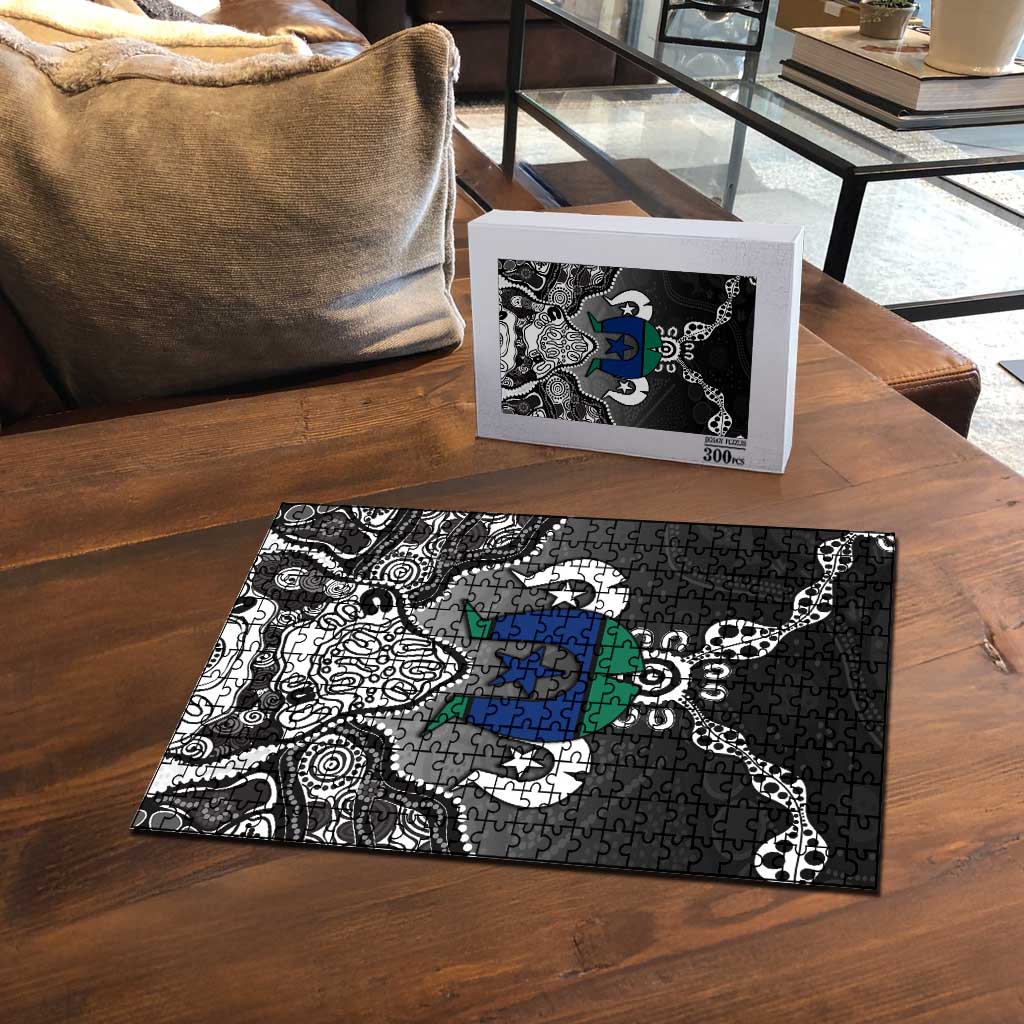 Torres Strait Islander Flag Puzzle Dhari Indigenous Dotwork Pattern Art