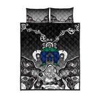 Torres Strait Islander Flag Quilt Bed Set Dhari Indigenous Dotwork Pattern Art