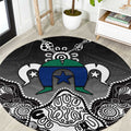 Torres Strait Islander Flag Round Carpet Dhari Indigenous Dotwork Pattern Art