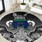 Torres Strait Islander Flag Round Carpet Dhari Indigenous Dotwork Pattern Art