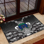Torres Strait Islander Flag Rubber Doormat Dhari Indigenous Dotwork Pattern Art
