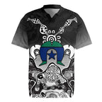 Torres Strait Islander Flag Rugby Jersey Dhari Indigenous Dotwork Pattern Art