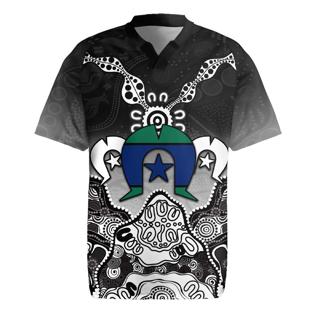 Torres Strait Islander Flag Rugby Jersey Dhari Indigenous Dotwork Pattern Art