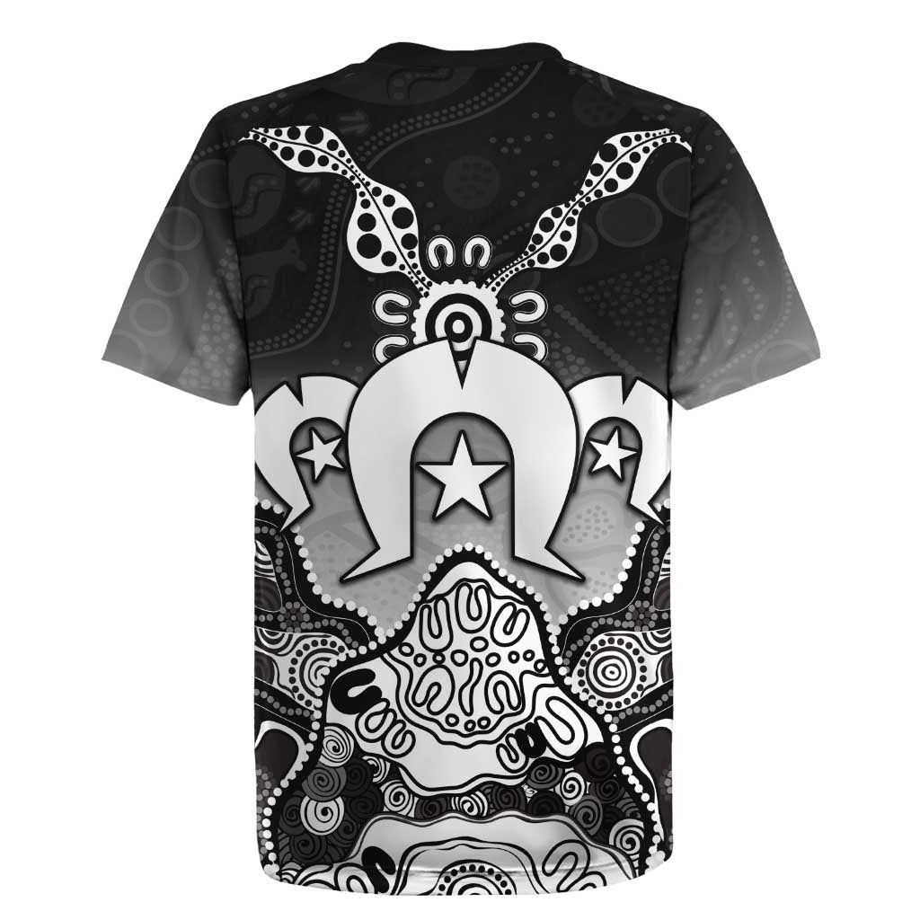 Torres Strait Islander Flag Rugby Jersey Dhari Indigenous Dotwork Pattern Art