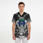 Torres Strait Islander Flag Scrub Top Dhari Indigenous Dotwork Pattern Art