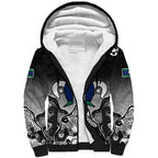 Torres Strait Islander Flag Sherpa Hoodie Dhari Indigenous Dotwork Pattern Art