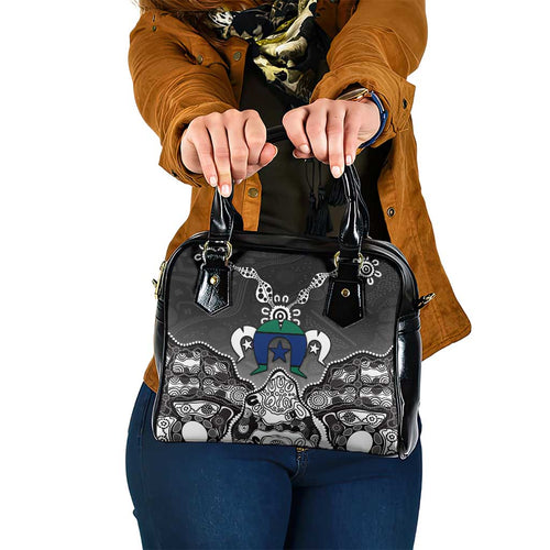 Torres Strait Islander Flag Shoulder Handbag Dhari Indigenous Dotwork Pattern Art