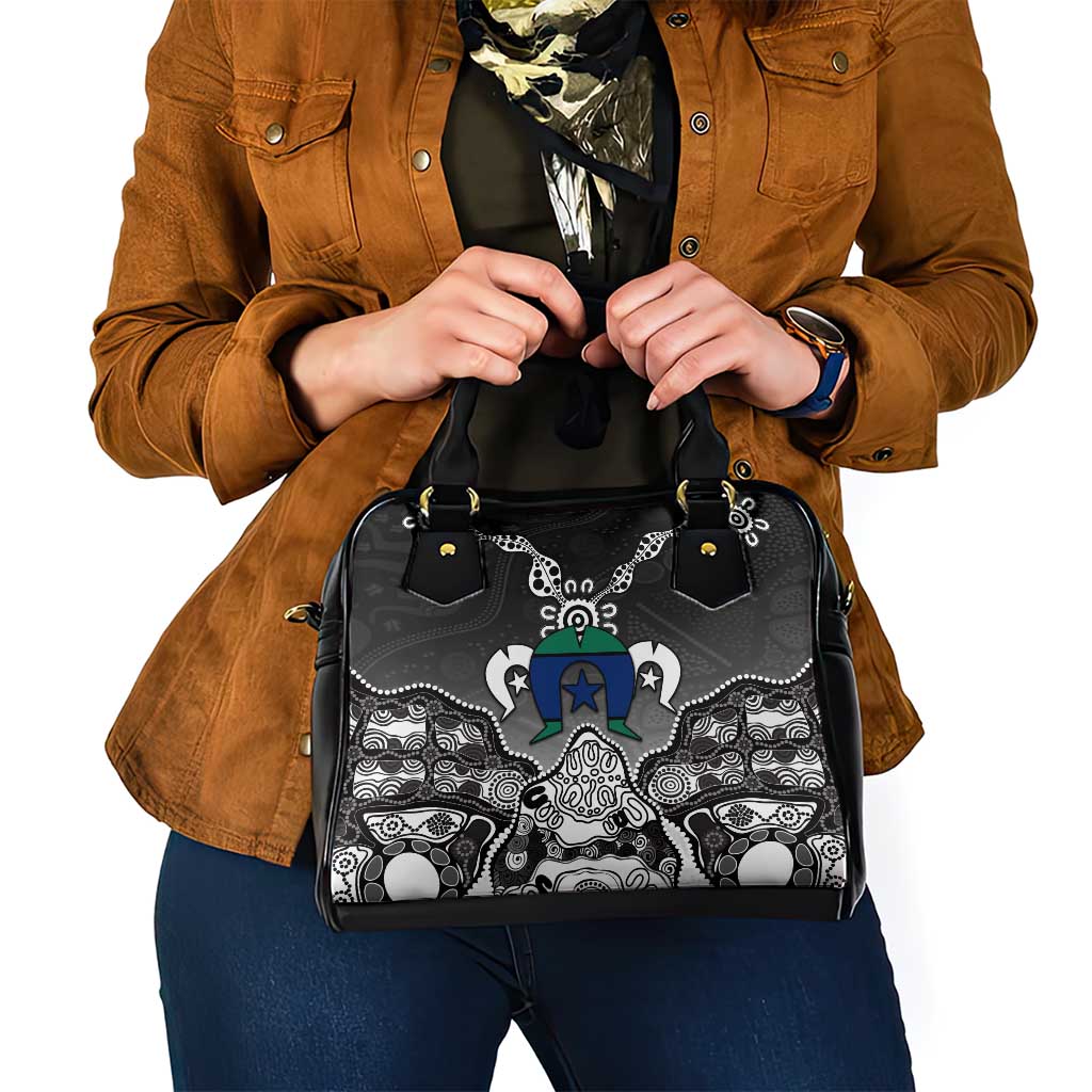 Torres Strait Islander Flag Shoulder Handbag Dhari Indigenous Dotwork Pattern Art