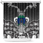 Torres Strait Islander Flag Shower Curtain Dhari Indigenous Dotwork Pattern Art