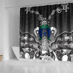 Torres Strait Islander Flag Shower Curtain Dhari Indigenous Dotwork Pattern Art