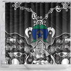Torres Strait Islander Flag Shower Curtain Dhari Indigenous Dotwork Pattern Art