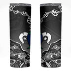 Torres Strait Islander Flag Skinny Tumbler Dhari Indigenous Dotwork Pattern Art