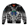 Torres Strait Islander Flag Sleeve Zip Bomber Jacket Dhari Indigenous Dotwork Pattern Art