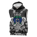 Torres Strait Islander Flag Sleeveless Hoodie Dhari Indigenous Dotwork Pattern Art