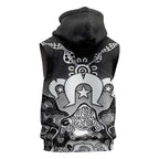 Torres Strait Islander Flag Sleeveless Hoodie Dhari Indigenous Dotwork Pattern Art