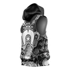 Torres Strait Islander Flag Sleeveless Hoodie Dhari Indigenous Dotwork Pattern Art