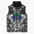Torres Strait Islander Flag Sleeveless Puffer Jacket Dhari Indigenous Dotwork Pattern Art