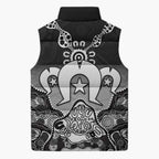 Torres Strait Islander Flag Sleeveless Puffer Jacket Dhari Indigenous Dotwork Pattern Art