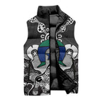 Torres Strait Islander Flag Sleeveless Puffer Jacket Dhari Indigenous Dotwork Pattern Art