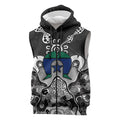 Torres Strait Islander Flag Sleeveless Zip Hoodie Dhari Indigenous Dotwork Pattern Art