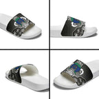 Torres Strait Islander Flag Slide Sandals Dhari Indigenous Dotwork Pattern Art