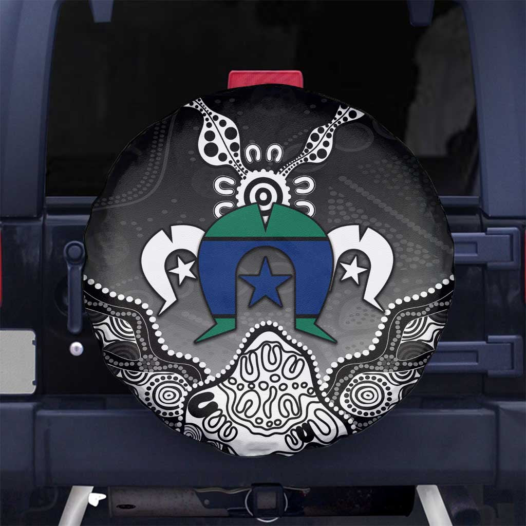 Torres Strait Islander Flag Spare Tire Cover Dhari Indigenous Dotwork Pattern Art