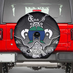 Torres Strait Islander Flag Spare Tire Cover Dhari Indigenous Dotwork Pattern Art