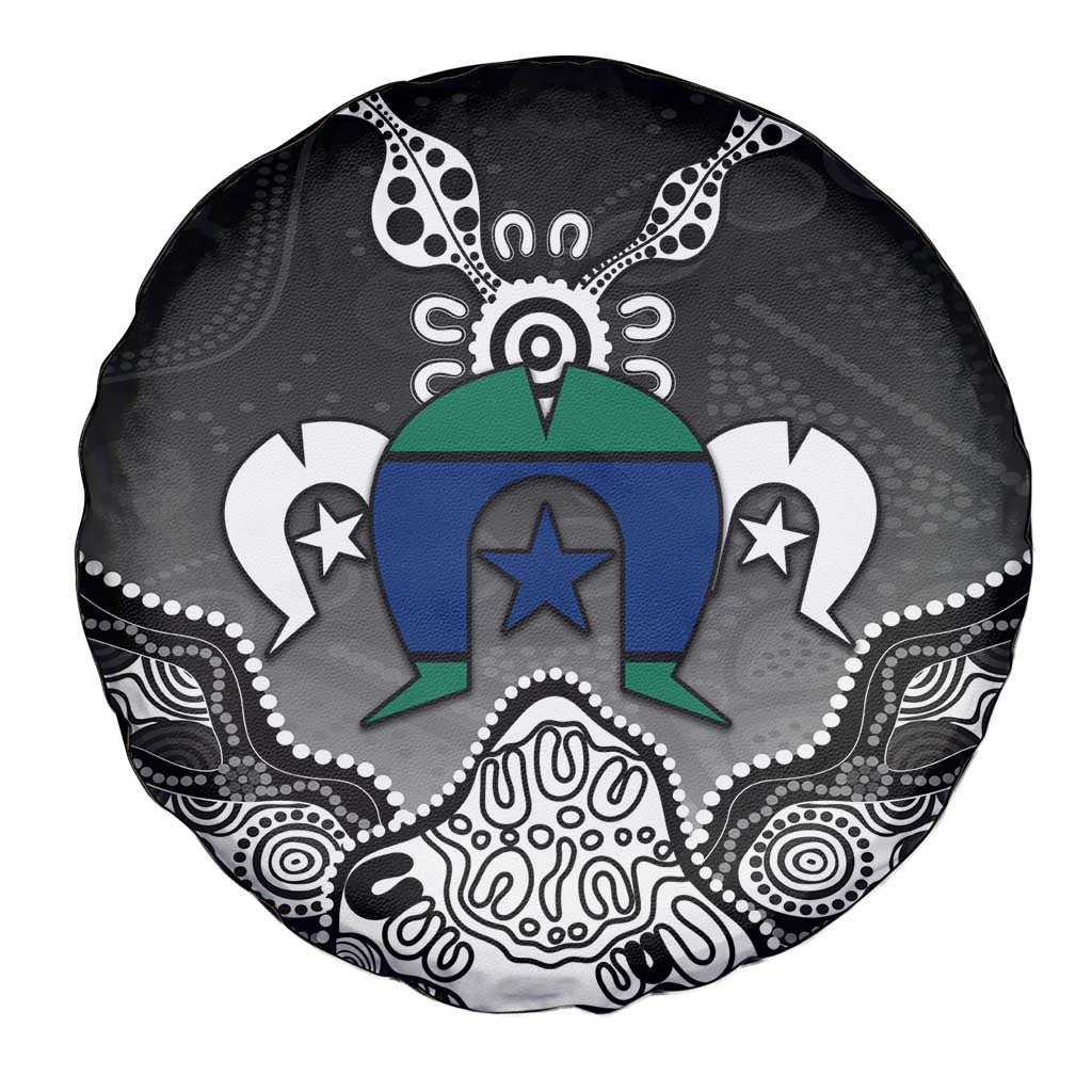 Torres Strait Islander Flag Spare Tire Cover Dhari Indigenous Dotwork Pattern Art