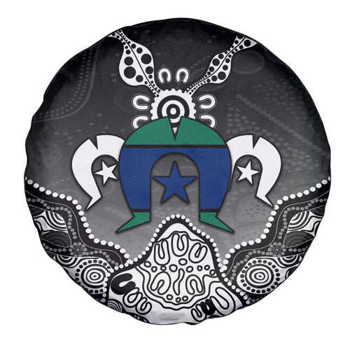 Torres Strait Islander Flag Spare Tire Cover Dhari Indigenous Dotwork Pattern Art