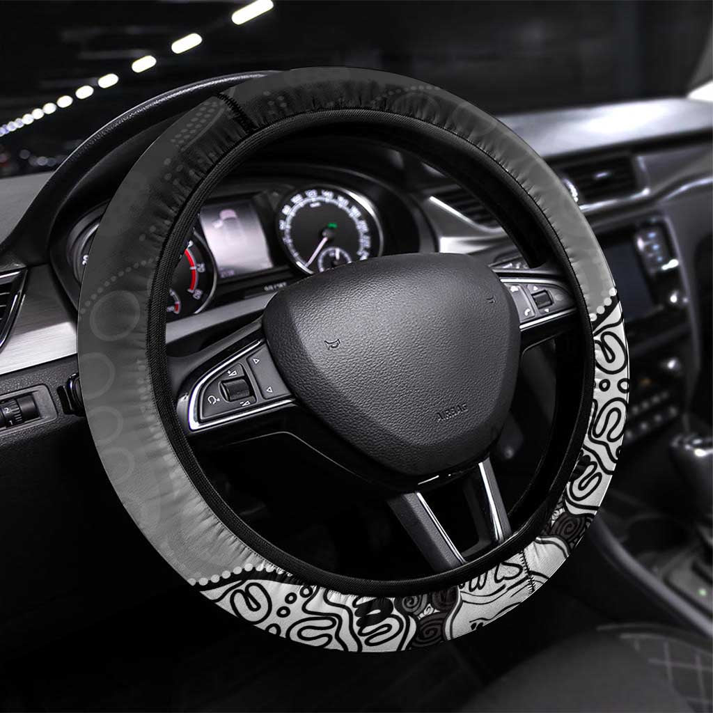 Torres Strait Islander Flag Steering Wheel Cover Dhari Indigenous Dotwork Pattern Art