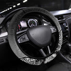 Torres Strait Islander Flag Steering Wheel Cover Dhari Indigenous Dotwork Pattern Art
