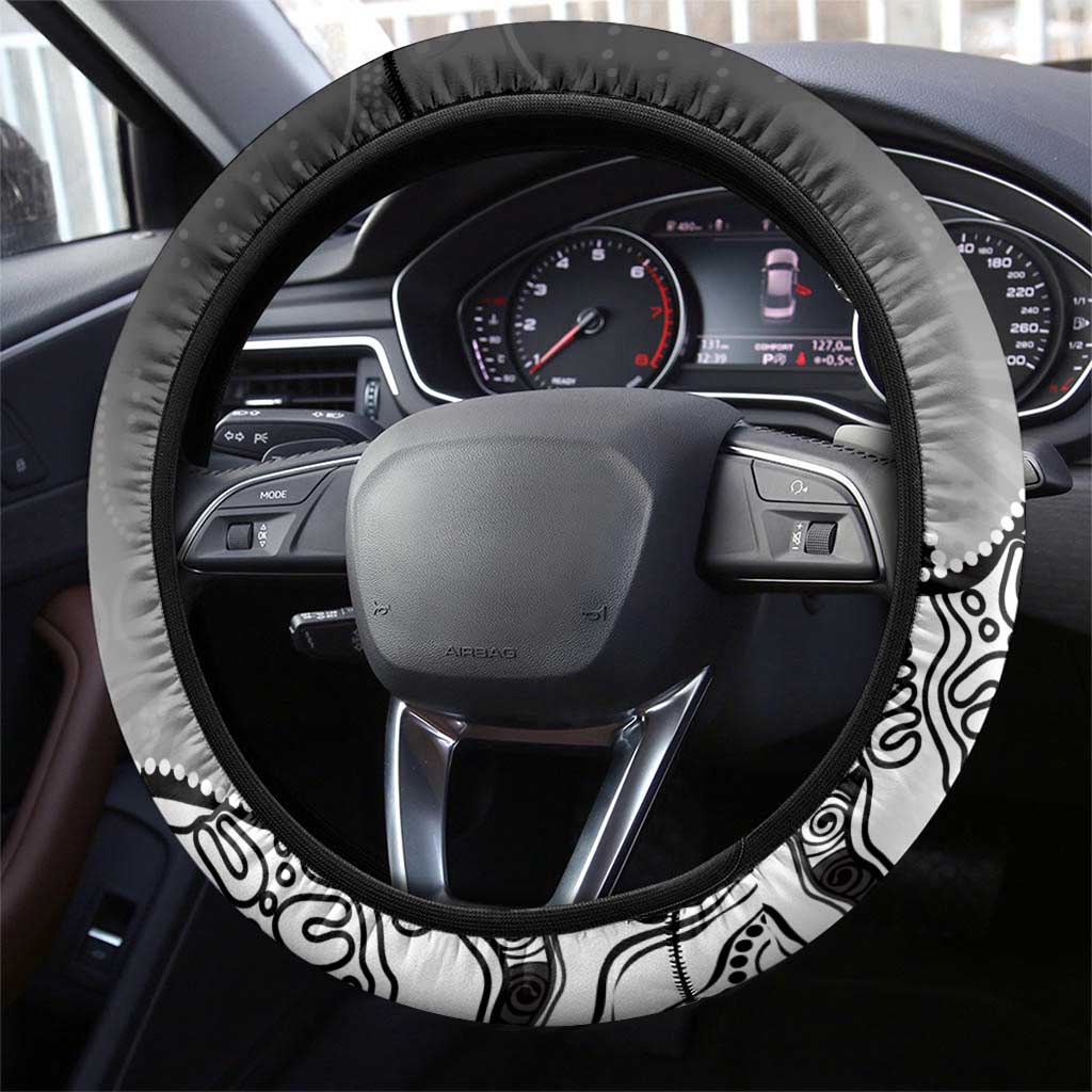 Torres Strait Islander Flag Steering Wheel Cover Dhari Indigenous Dotwork Pattern Art