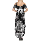 Torres Strait Islander Flag Summer Maxi Dress Dhari Indigenous Dotwork Pattern Art