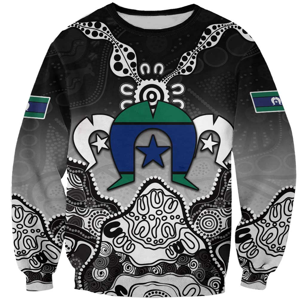 Torres Strait Islander Flag Sweatshirt Dhari Indigenous Dotwork Pattern Art