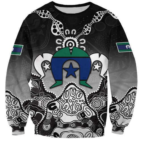Torres Strait Islander Flag Sweatshirt Dhari Indigenous Dotwork Pattern Art
