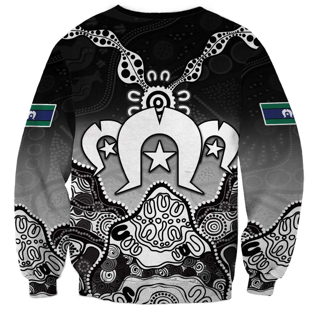 Torres Strait Islander Flag Sweatshirt Dhari Indigenous Dotwork Pattern Art