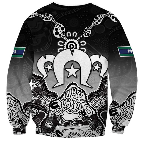 Torres Strait Islander Flag Sweatshirt Dhari Indigenous Dotwork Pattern Art