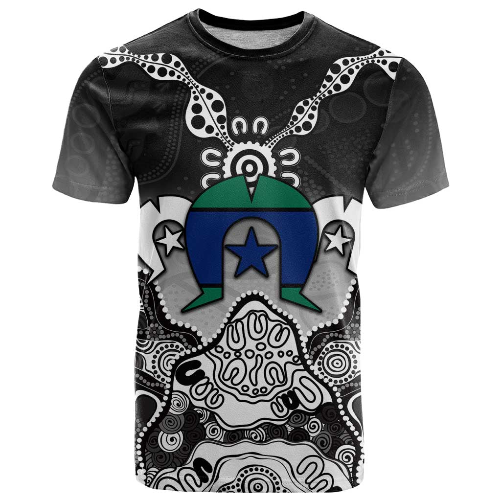 Torres Strait Islander Flag T Shirt Dhari Indigenous Dotwork Pattern Art